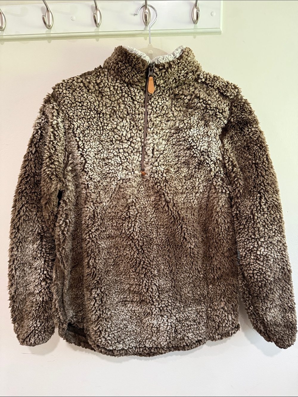 Simply Southern Brown Sherpa Quarter-Zip Jacket